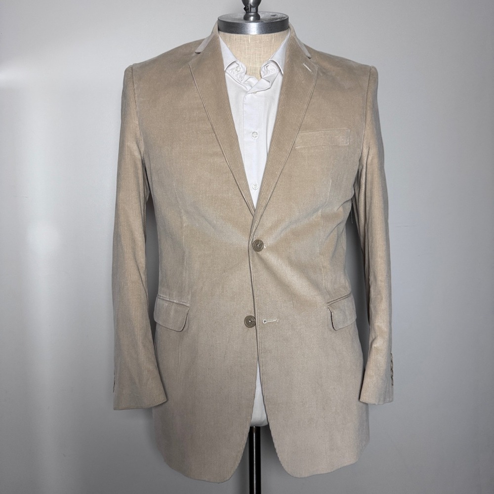 Saddlebred Blazer Mens 42L Tan Solid Corduroy Two Button Sport Coat Jacket